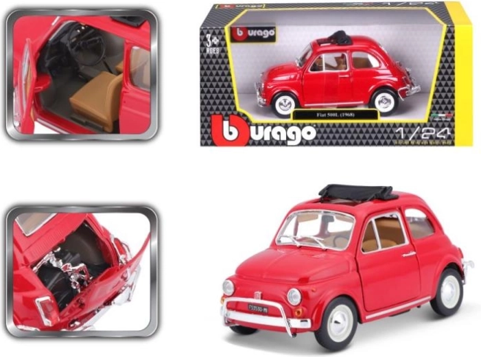 Bburago Fiat 500L 1:24 model metalic roșu