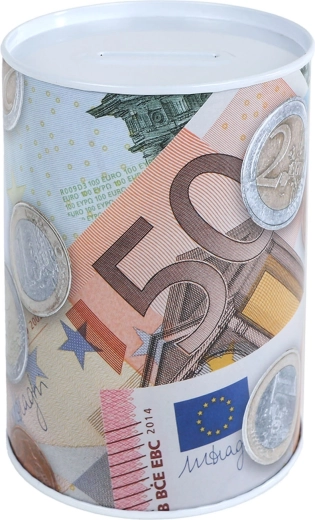 Pușculiță metalică cu motiv euro