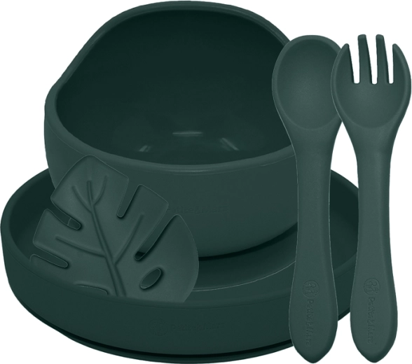 Petite&Mars set de masă din silicon take&match 4 piese misty green 6m+
