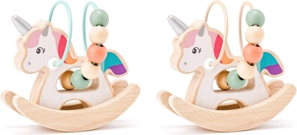 WOODY unicorn balansoar din lemn cu labirint motric - 1 bucată