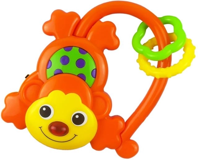 Zornăitoare pentru copii cu sunet Baby Mix, maimuțică, portocaliu