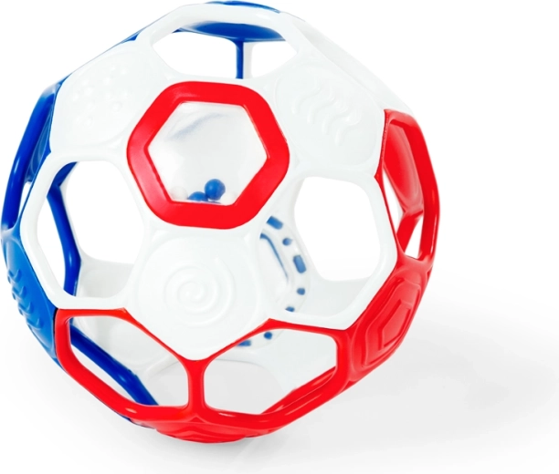 Oball zornăitoare mingea Rattle Goals pentru bebeluși, roșu/alb/albastru