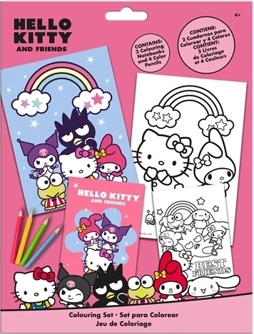 Hello Kitty set de caiete de colorat cu creioane colorate