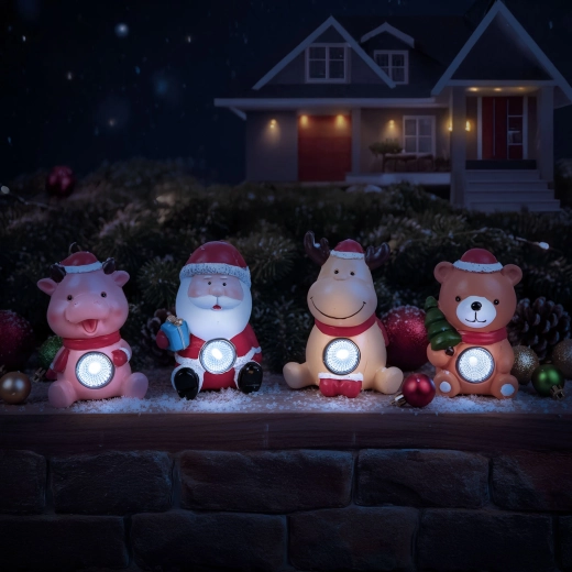 Decorațiune LED solară de Crăciun cu lumină albă rece, 4 modele - 1 bucată