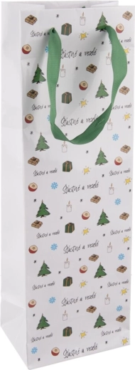 Pungă cadou din hârtie pentru vin „Crăciun fericit”