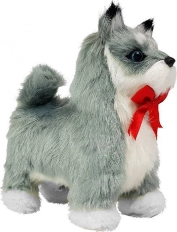 Câine Husky interactiv de pluș – merge, latră și dă din coadă
