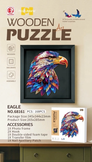 Puzzle din lemn cu vultur, 168 de piese