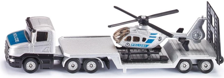 Siku cap tractor cu remorcă și elicopter de poliție