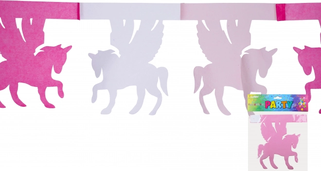 ghirlandă din hârtie roz-alb 3 m – unicorn