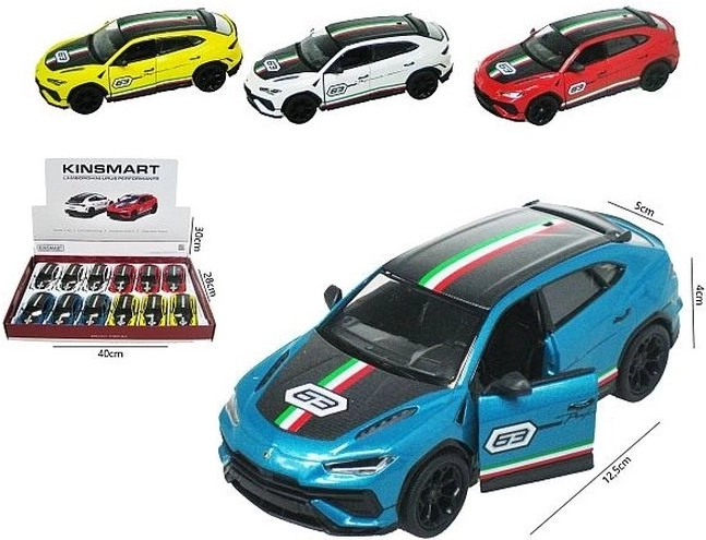 Mini mașinuță Lamborghini Urus cu mecanism pull-back și uși care se deschid