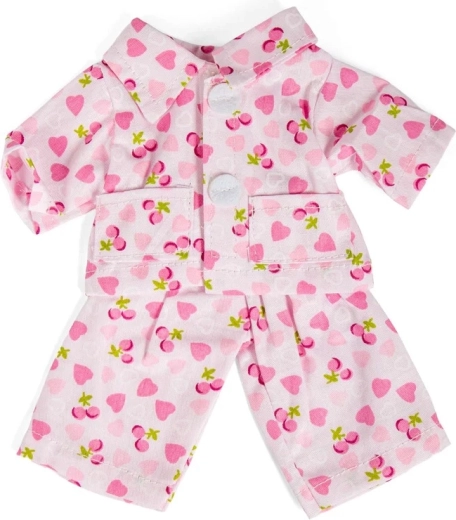 Bigjigs Toys pijama roz cu inimioare și cireșe pentru păpușă 28 cm