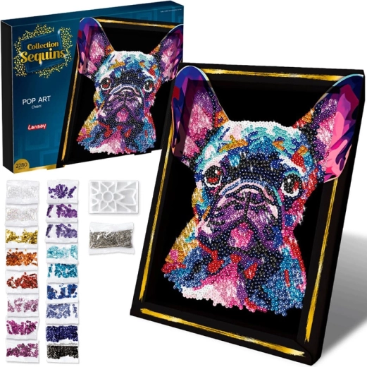 Tablou din paiete Pop Art – buldog francez (set creativ)
