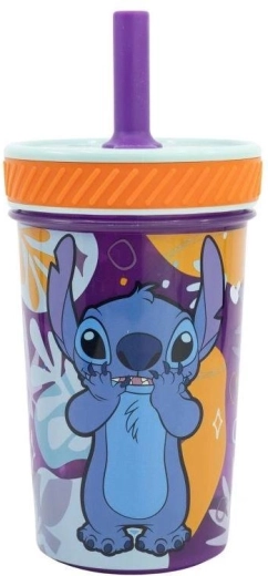 Pahar pentru copii sigur cu pai Stitch - 1 bucată