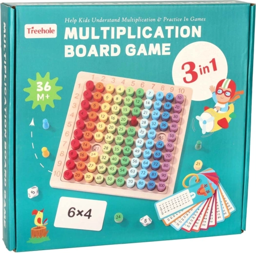 Tabelă educativă din lemn pentru înmulțire cu pioneze colorate