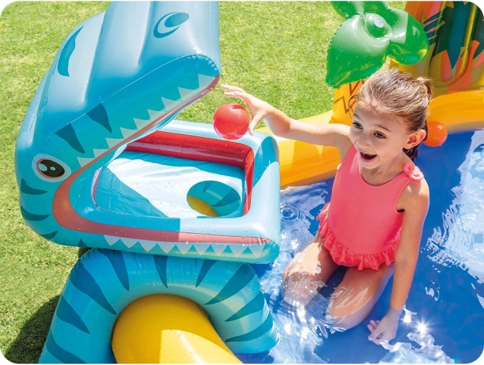 Dinozaur pentru „hrănit” cu mingi