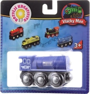 Locomotivă cu aburi din lemn Maxim, albastră