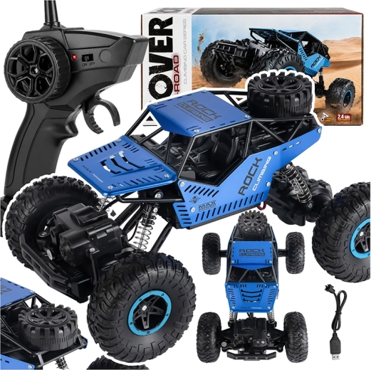 Mașină RC de teren 4x4 cu telecomandă și acumulator, neagră - 1 bucată