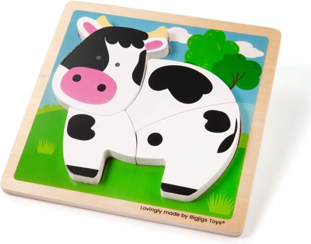 Puzzle din lemn cu piese de inserare – văcuță