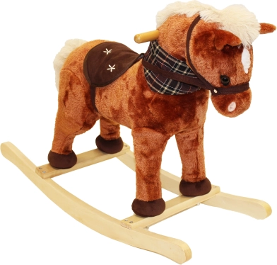 Cal balansoar din pluș cu efecte, murg, 71 × 30 × 58 cm