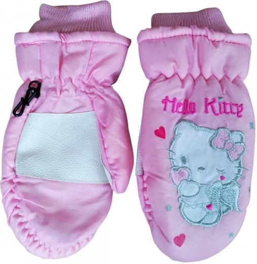Mănuși de schi Hello Kitty pentru copii, roz, impermeabile, căptușite - 1 bucată