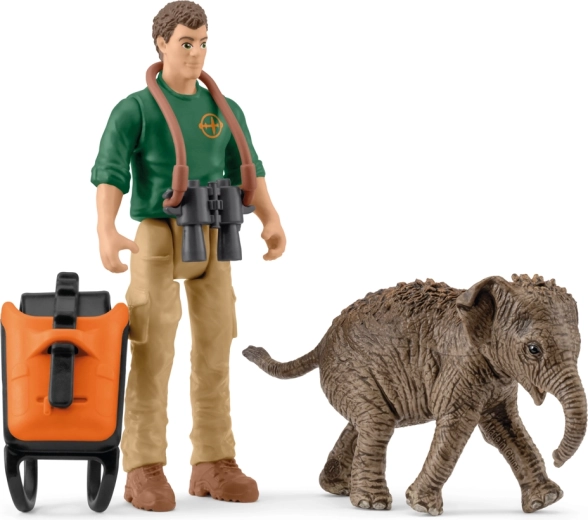 Schleich Pocket Set – explorator în expediție cu pui de elefant indian