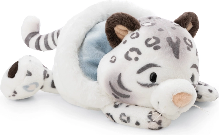 Leopard de zăpadă din pluș Eleni Snowbell de la NICI GREEN, culcat, 20 cm