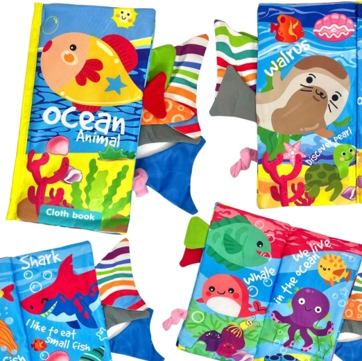 Carte textilă foșnitoare Woopie Baby cu cozi de animale marine