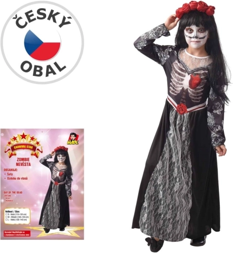 Costum de carnaval pentru copii, mireasă zombie, 120–130 cm