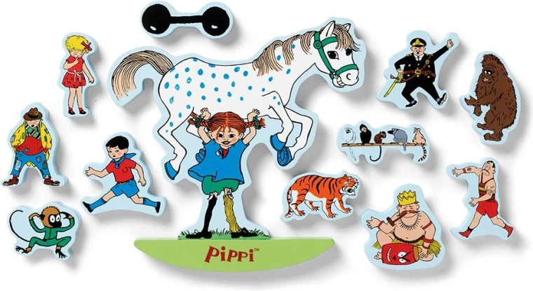 12 figurine din lemn din lumea Pippi