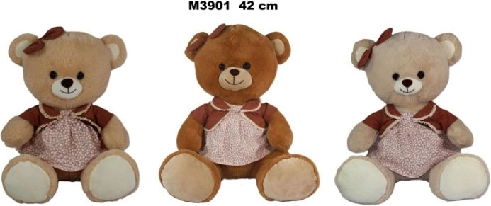 Ursuleț de pluș în rochiță, 42 cm - 1 bucată