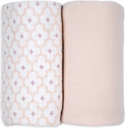 Lodger swaddler din bumbac organic 110 × 110 cm (2 buc) – matcha/powder