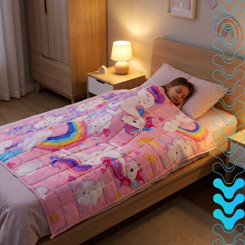 Motiv roz pentru copii cu unicorni