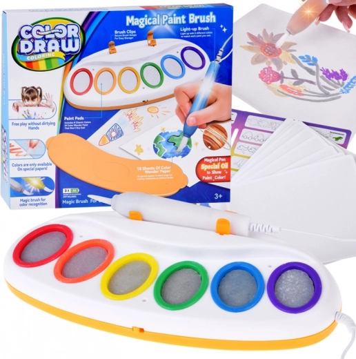 set magic de colorat color & draw led – pensulă magică pentru desen luminos pentru copii