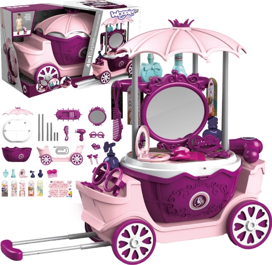 Salon cosmetic pentru copii WOOPIE în valiză pe roți, 4 în 1, cu 31 de accesorii