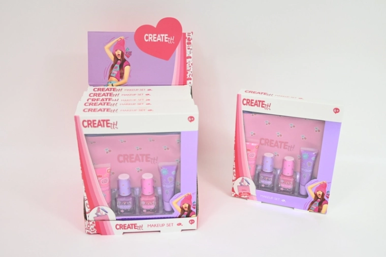 Create It! set cosmetic pentru copii roz-mov cu gentuță cosmetică