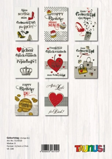 Felicitări de ziua de naștere – 100 de bucăți, 6 motive