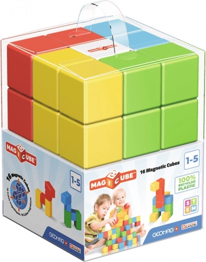 Cuburi magnetice de construcție MAGICUBE 16 buc – plastic reciclat