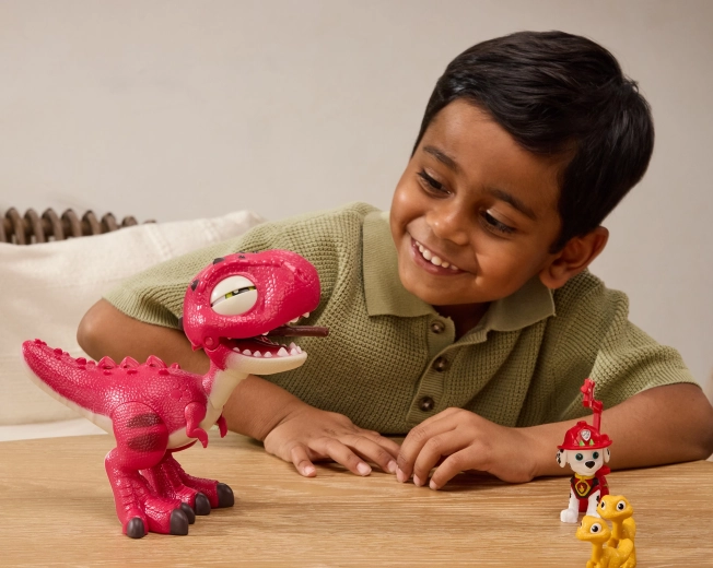 Dinozaur interactiv Rhubarb: răget, ochi care clipesc și sunete de mișcare