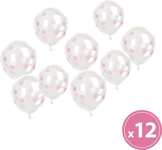 Set de baloane transparente cu buline colorate – 12 bucăți