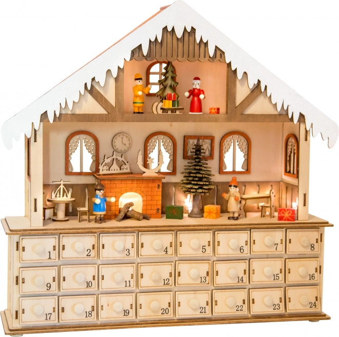 Calendar advent din lemn Casa de Crăciun Fermecată