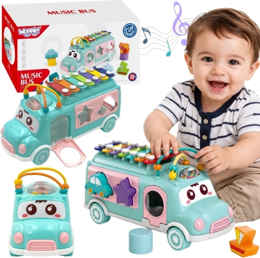 Mașinuță muzicală cu sortator și xilofon WOOPIE BABY
