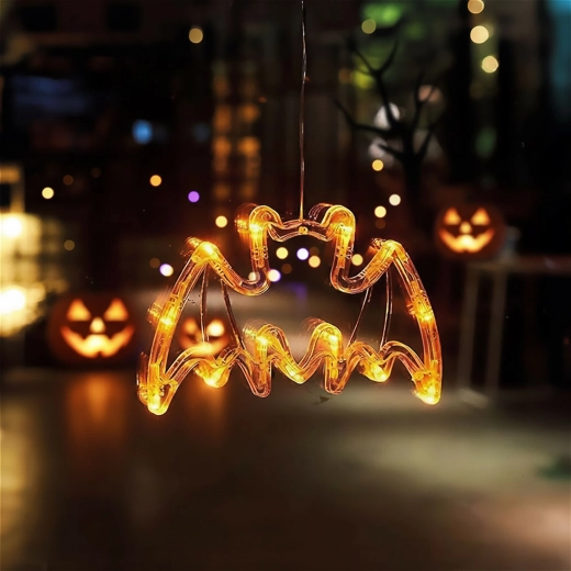 Decorațiune de Halloween luminoasă în formă de liliac, cu ventuză și 12 LED-uri
