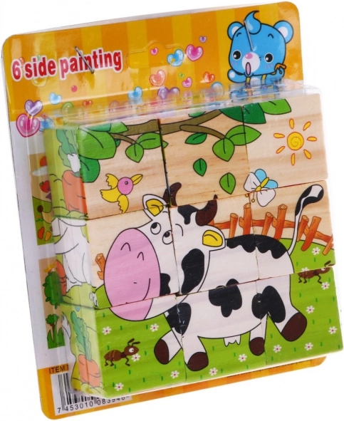 Puzzle din lemn pentru copii 18m+ Puzzle cu animale 6 imagini