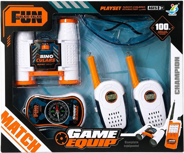 Set de mic explorator cu walkie-talkie, binoclu și busolă