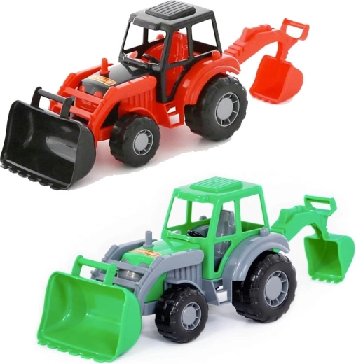 Tractor din plastic cu încărcător frontal și excavator