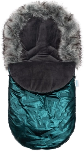 New Baby sac de iarnă luxos pentru bebeluși, cu blăniță, verde