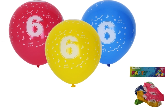 Baloane 30 cm cu cifra 6 – set 5 buc
