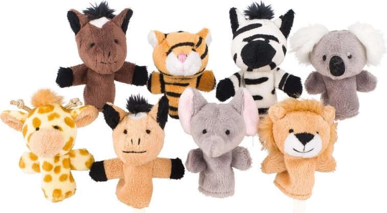 Set de marionete pentru degete – animale sălbatice, 8 buc.
