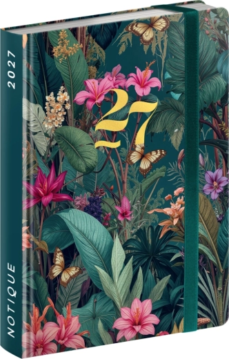 Notique agendă săptămânală de poșetă junglă tropicală 2027 (9,8 × 14,5 cm)