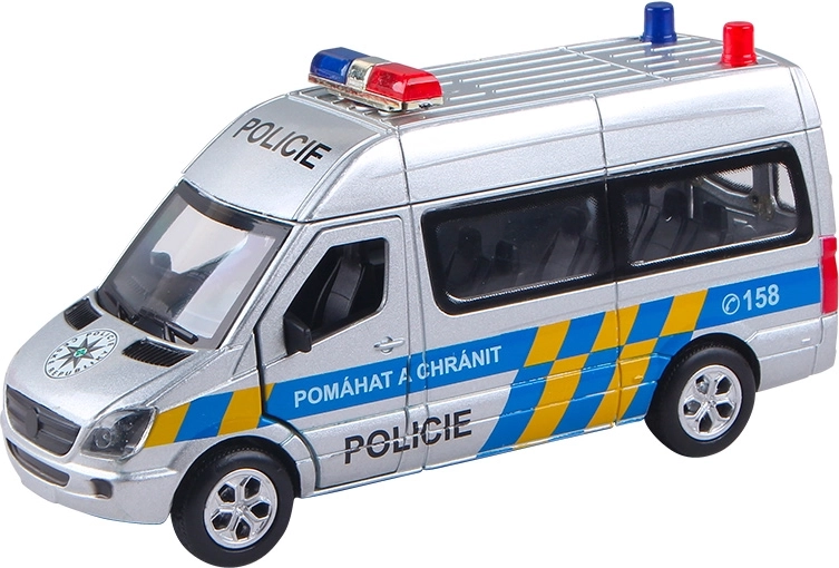 Mașină de poliție MERCEDES-BENZ 1:32 Poliția Cehă cu lumină și sunet, fără ambalaj